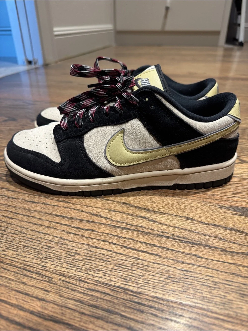 Nike Dunk Low-Top Sneakers in Cream, Black and Yellow